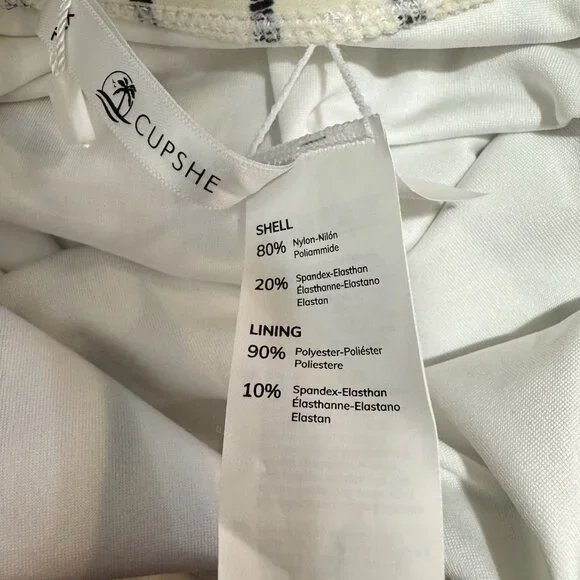 NWT Cupshe Swimsuit XXL / 2XL One Piece Alice Stripe Halter Cream Gray Padded - Picture 10 of 10